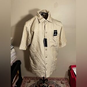 $50 NEW Mens size small cream tan casual dress shirt button up down